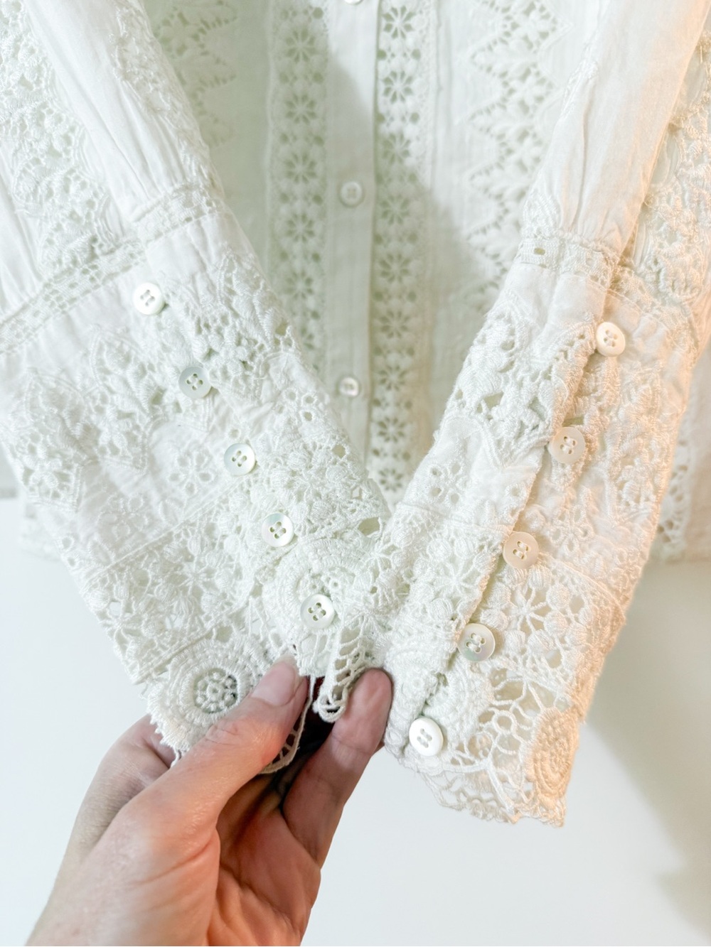 Sezane Rym Shirt Blouse Ecru White Embroidered Size 36 US 4 - Picture 4 of 11